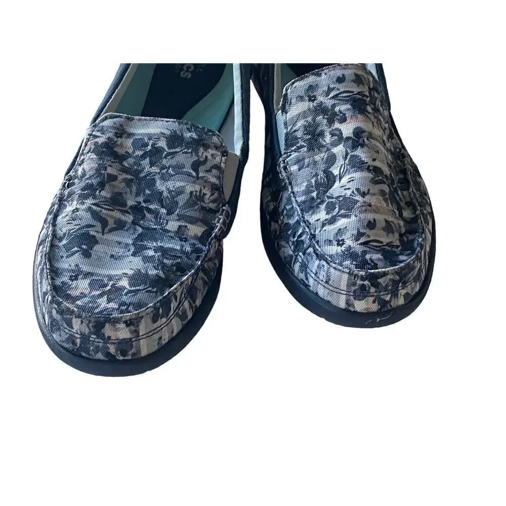 Crocs Slip Ons Floral Womens White Pink Blue US 11 Casual Comfy Walking Shoes